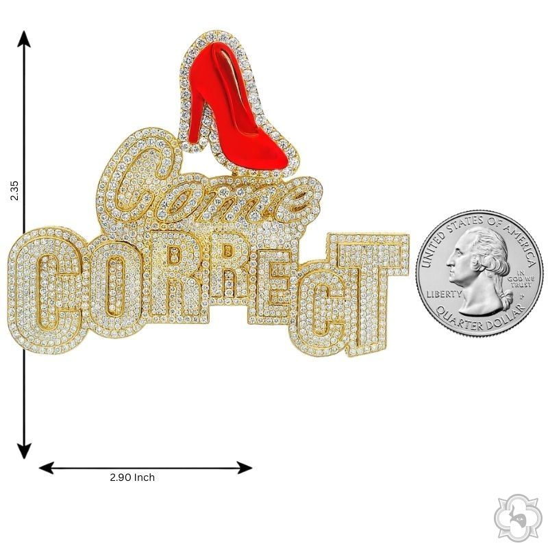 10K Gold Custom Made Come Correct Diamond Pendant, photo 9 of 9