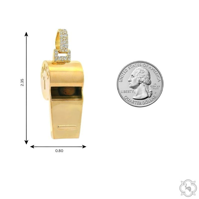 14K Gold Custom Made Lab-Grown Diamond Coach Whistle Pendant, photo 7 of 7