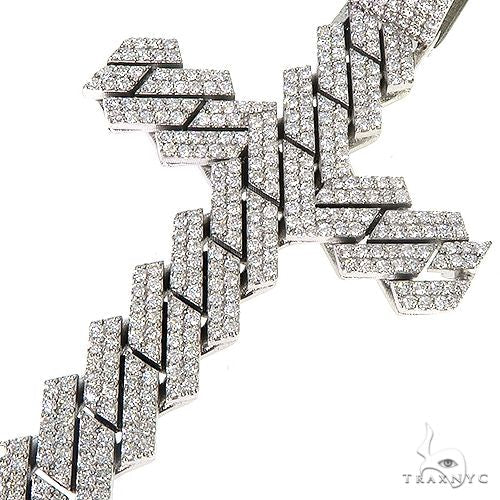 14K Gold Custom Made Diamond Cuban Link Cross Pendant, photo 3 of 6