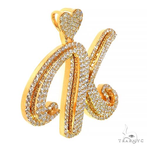 14K Gold Custom Made Diamond Initial Pendant, photo 2 of 7