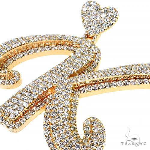 14K Gold Custom Made Diamond Initial Pendant, photo 3 of 7