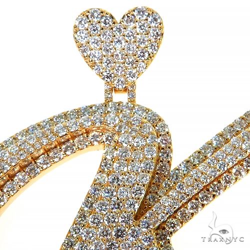 14K Gold Custom Made Diamond Initial Pendant, photo 4 of 7