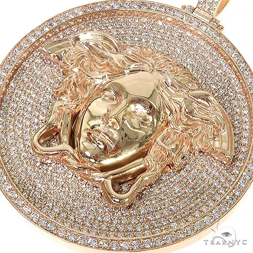14K Gold Custom Made Diamond Medusa Pendant, photo 3 of 6