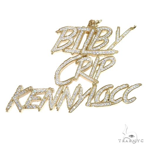 Custom diamond name pendant in 14k yellow gold – diamond-set block letters, front view