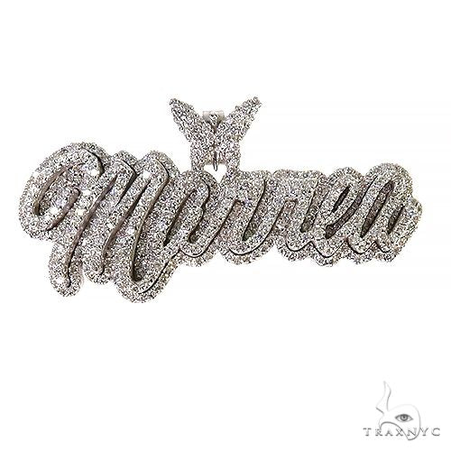 Custom diamond name pendant in 14k yellow gold – diamond-set lettering, front view