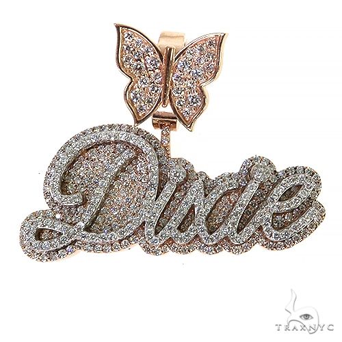 Custom diamond name pendant in yellow gold — individually set diamonds across each letter, front-facing view