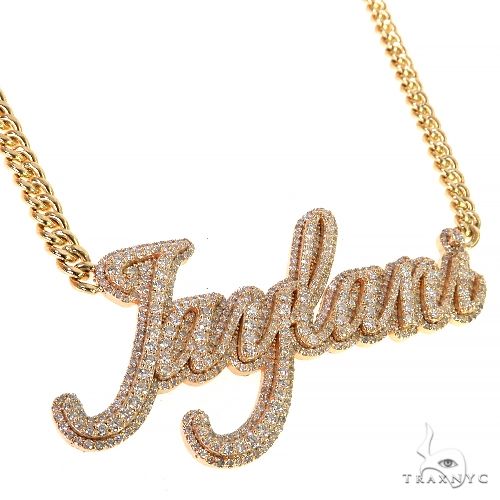 14K Gold Custom Made Diamond Name Pendant, photo 2 of 8