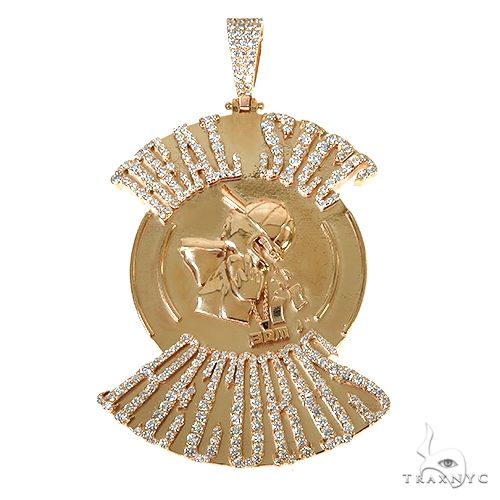 Custom diamond pendant in gold – front-facing view showing full diamond coverage and bail detail
