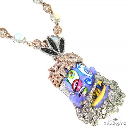 Custom Made Diamond Pendant With Galaxy Opal Chain Set 68008 - Image 3