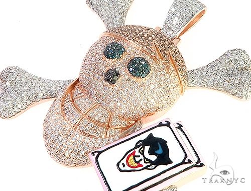 14K Gold Custom Made Diamond Skull Pendant with Lab-Grown Diamond Center, photo 4 of 8