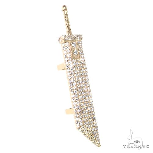 Rose gold fantasy cloud sword pendant with diamond accents and chain