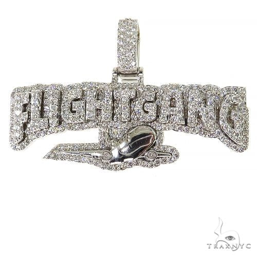 Custom diamond pendant in 14k gold with round cut diamond setting, front view