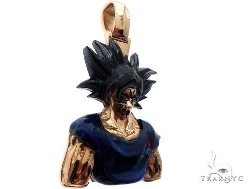 Custom Made Goku Anime Manga Character Solid Gold Pendant 64568 - Image 2