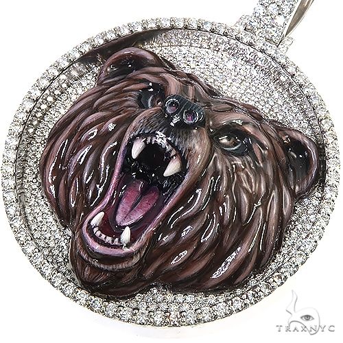 Custom Made Grizzly Bear Diamond Pendant 66845 - Image 3