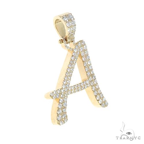 14K Gold Custom Made Initial 'A' Diamond Pendant, photo 2 of 6