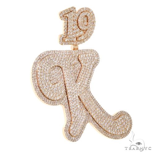 14K Rose Gold Custom Made Initial Diamond Pendant, view 2