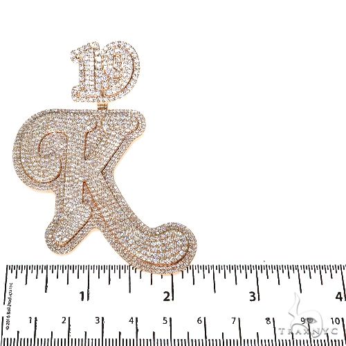 14K Rose Gold Custom Made Initial Diamond Pendant, view 5