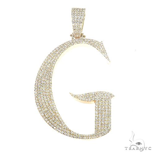 Yellow gold initial G pendant encrusted with small sparkling diamonds for men