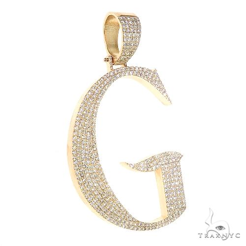 10K Gold Custom Made Initial 'G' Diamond Pendant, photo 2 of 6