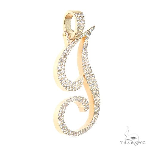 14K Gold Custom Made Initial 'J' Diamond Pendant, photo 2 of 6