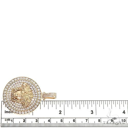 14K Gold Custom Made Italian Medusa Head Diamond Round Pendant, photo 6 of 6