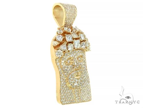 14K Gold Custom Made Jesus Head With Big Diamonds on The Crown, photo 2 of 7