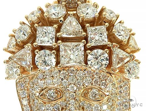 14K Gold Custom Made Jesus Head With Big Diamonds on The Crown, photo 4 of 7