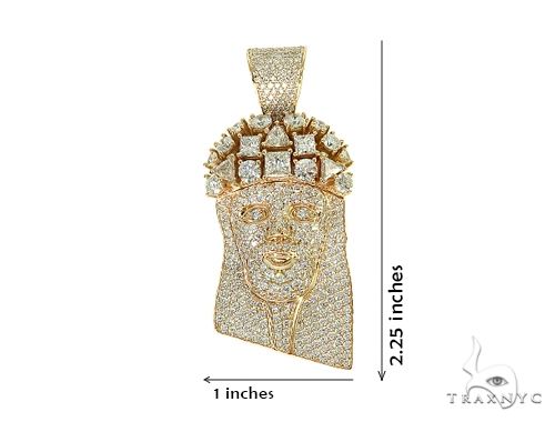14K Gold Custom Made Jesus Head With Big Diamonds on The Crown, photo 7 of 7