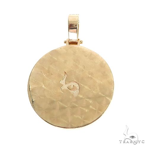 14K Gold Custom Made Italian Medusa Head Diamond Round Pendant, photo 3 of 6