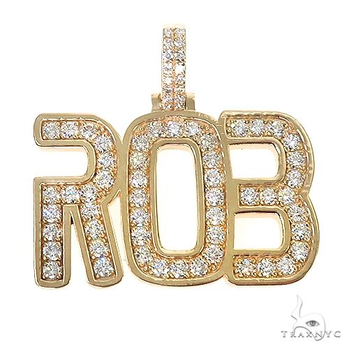 Custom diamond name pendant for men — diamond-set block letters, front-facing angle
