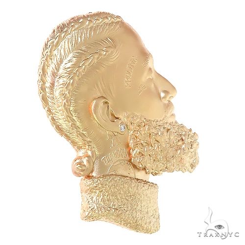 Yellow gold custom Nipsey Hussle pendant with detailed braided hair and textured beard