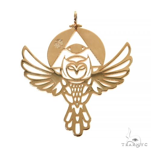 14K Gold Custom Made Owl Pendant, photo 4 of 6
