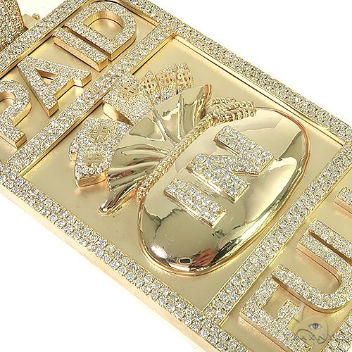 10K Gold Custom Made 'Paid In Full' Money Bag Diamond Pendant, photo 4 of 6
