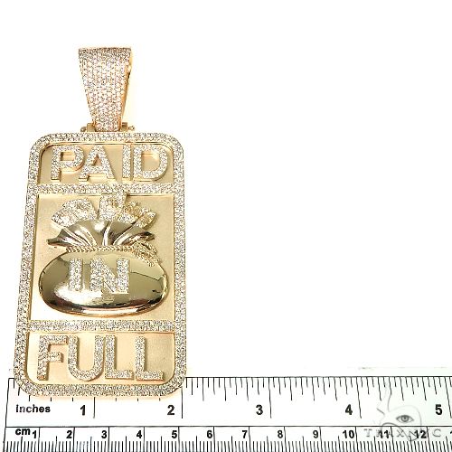10K Gold Custom Made 'Paid In Full' Money Bag Diamond Pendant, photo 5 of 6