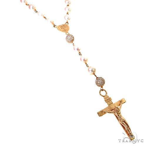 Custom Made Pearl Diamond Rosary Chain 67621 - Image 2