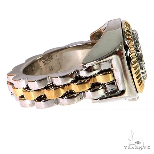14K Gold Custom Made Fluted Bezel Diamond Ring, photo 3 of 6