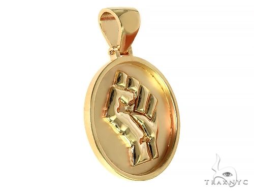 Custom Made 14K Solid Gold People Power BLM Pendant, photo 2 of 7