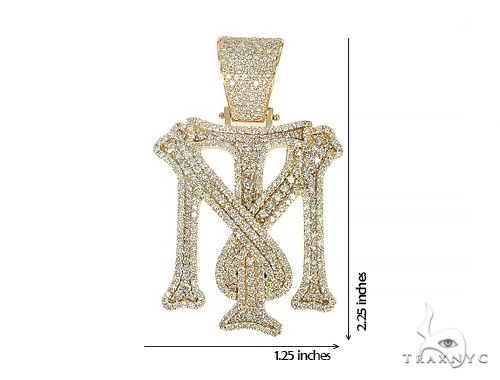 14K Gold Custom Made 'TM' Large Diamond Pendant, photo 6 of 6