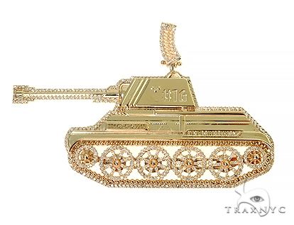custom tank diamond pendant in 14k gold – front-facing view showing sculpted profile and diamond setting