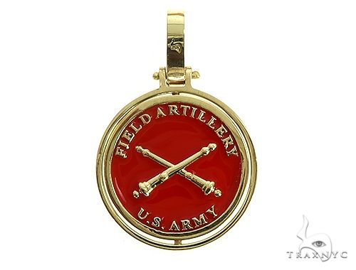 Custom US Army double pendant in gold – front-facing view showing double-panel military emblem detail