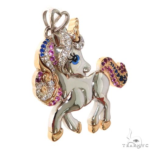 Custom Made Unicorn Sapphire Diamond Pendant 67529 - Image 2