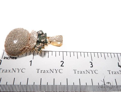 14K Gold Custom Prong Diamond Money Bag Pendant, photo 10 of 10
