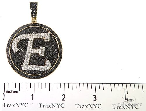Custom Special 10K White Gold Black & White Diamond E Initial Pendant, photo 7 of 8