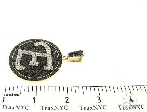 Custom Special 10K White Gold Black & White Diamond E Initial Pendant, photo 8 of 8