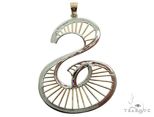 14K Gold Custom TowToned Initial S Pendant, photo 3 of 7