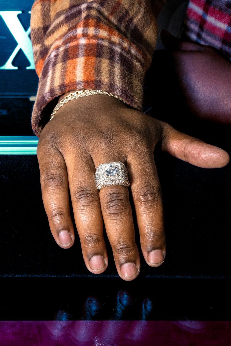 14K Gold Iced Out Mens Lab-Grown Diamond Ring, photo 8 of 9