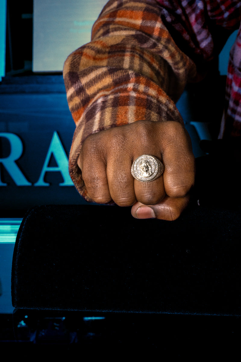 Circular Mens Lab-Grown Diamond Ring With Jesus Head, photo 8 of 8