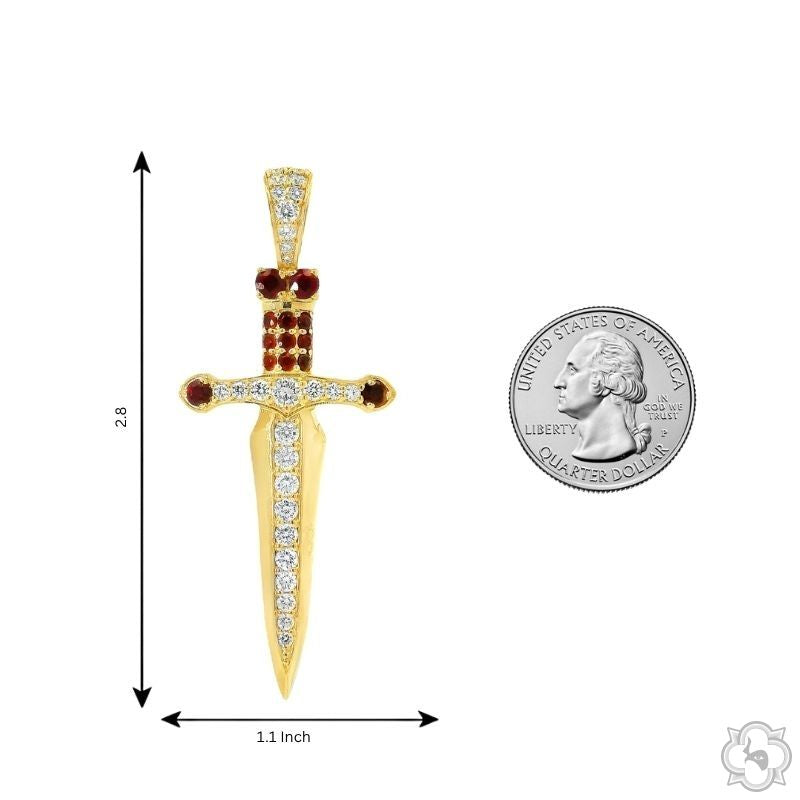 10K Gold Dagger Knife Pendant, photo 8 of 8
