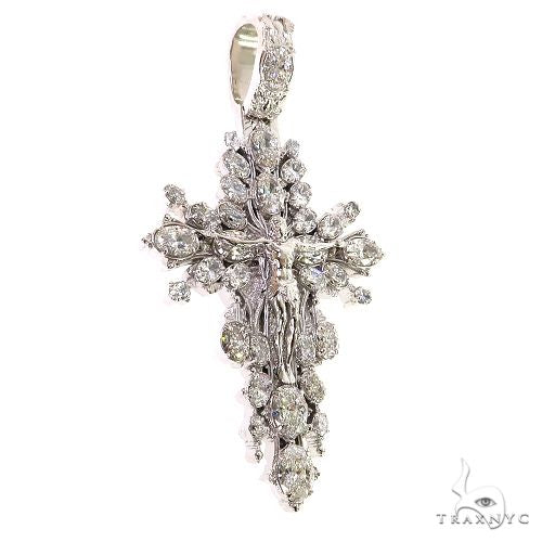 14K Gold Sovereign's Halo Lab-Grown Diamond Cross pendant, photo 2 of 8