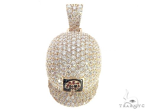Diamond baseball hat pendant in gold-tone metal – angled front view showing diamond-set crown and brim detail